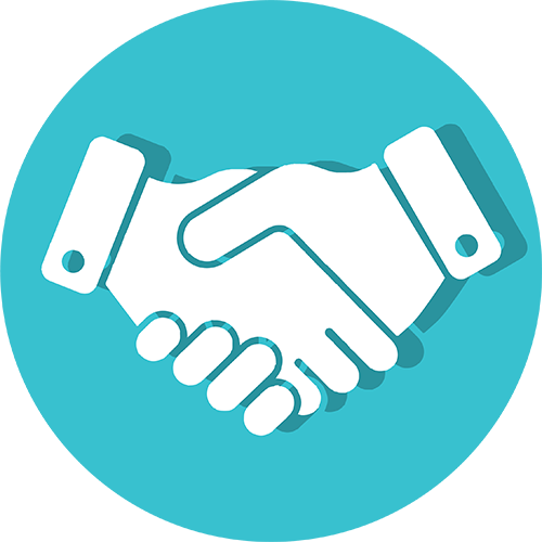 This is an icon depicting to hands shaking representing how DEKit offers an industry leading warranty on all our products.
