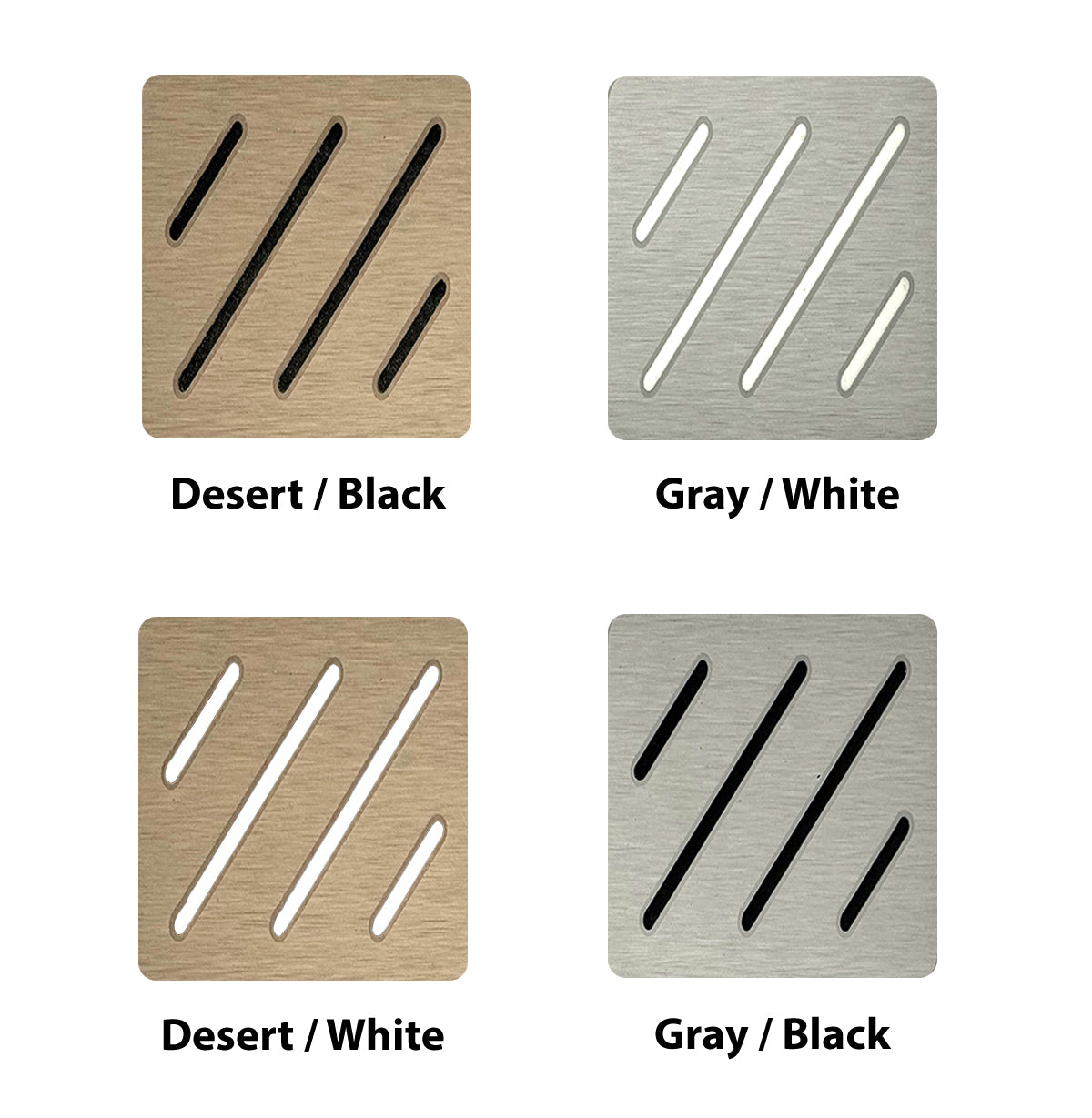 E-DEK PRO decking colors that consists of desert over black, desert over white, gray over white, and grey over black. This product is a resin based top layer over a eva foam bottom layer. It doesn't burn like other decking materials and luxurious looking.